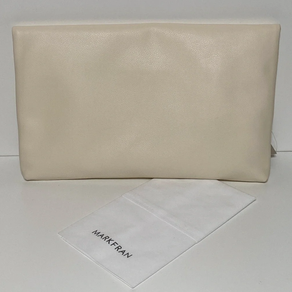 MARKFRAN Oversized Foldover Clutch in Ivory